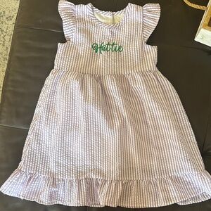 Striped Purple Kids Dress “Hattie” seersucker Easter size 4T
